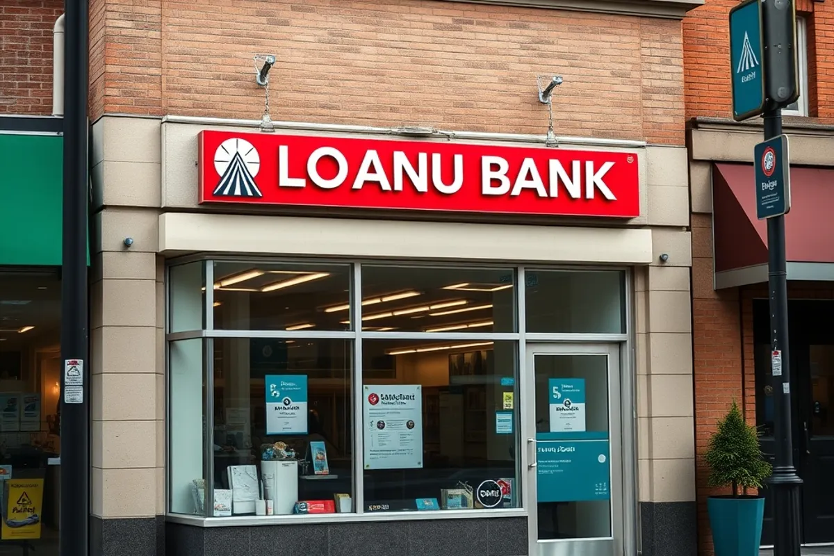 Exterior of a local bank branch on a main street